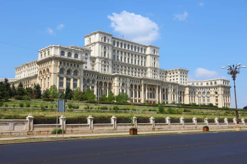Bucharest: Communism and History Guided City Walking Tour - House of People (Parliament) outside: learning the story behind the symbol