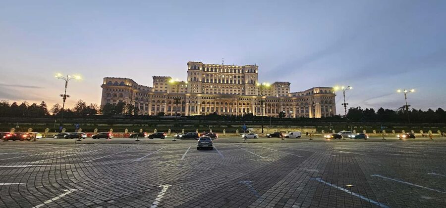 Bucharest short tour Hop-on hop-off format live tourguide - Palace of Parliament photos: big exterior views, no interior visit